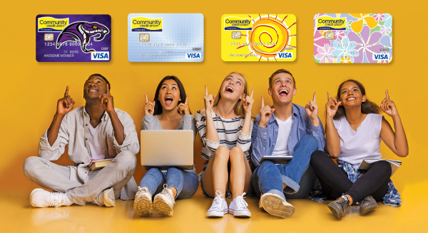 Students point to debit cards | Community Credit Union FL